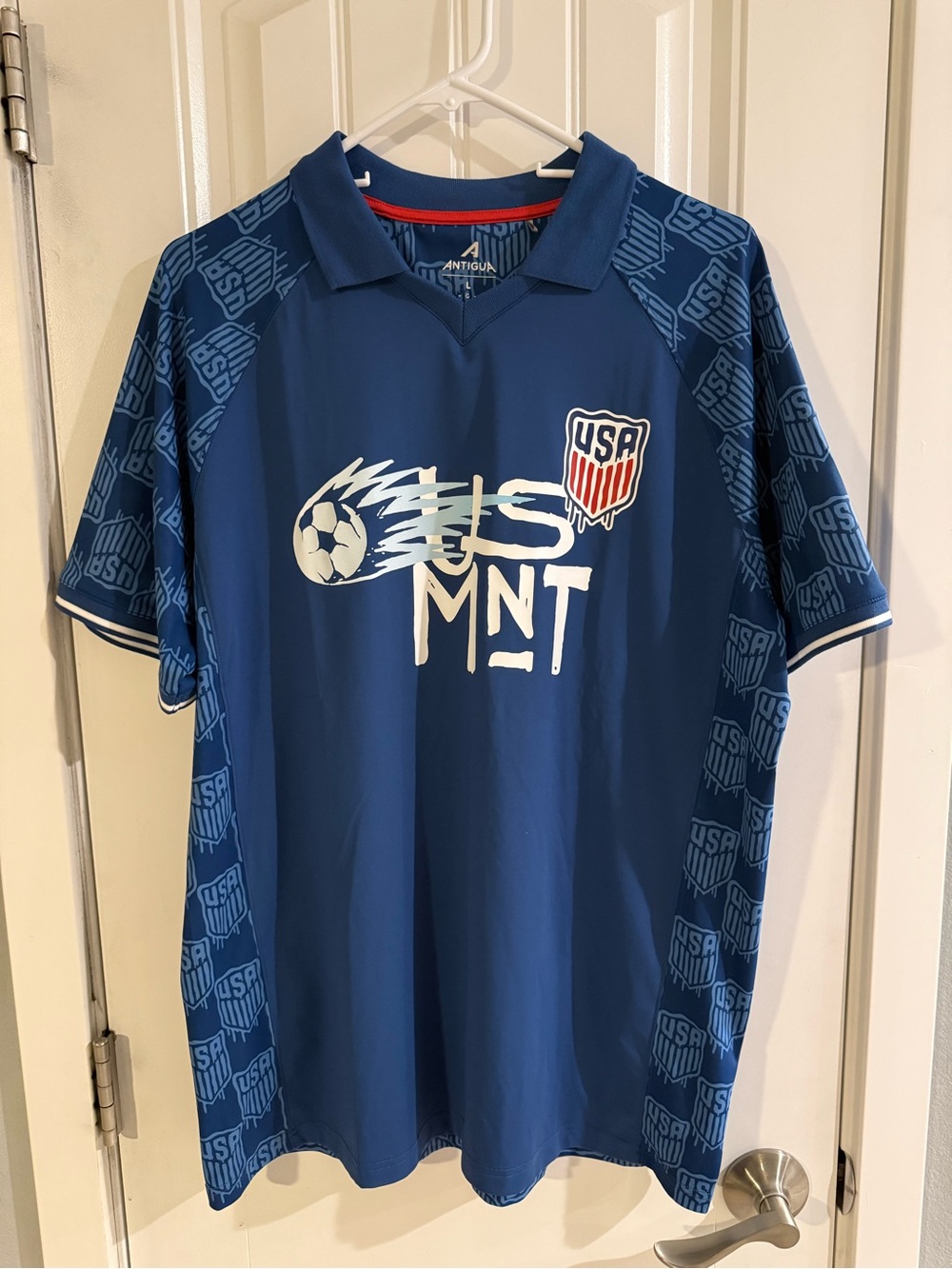 USMNT Antigua V-Neck Polo - Blue - Large